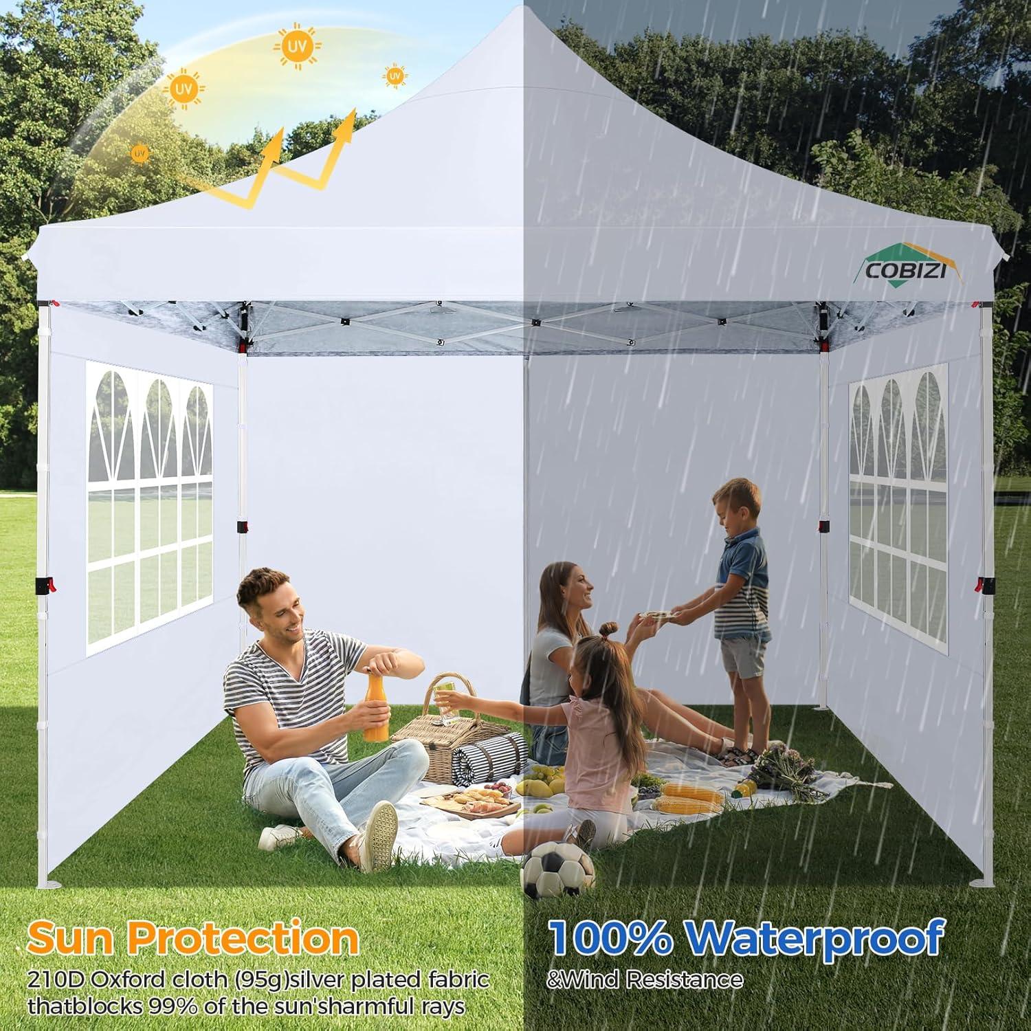 COBIZI Pavillon 3x3 mit 3 Seitenwänden wasserdicht stabil UV-Schutz
