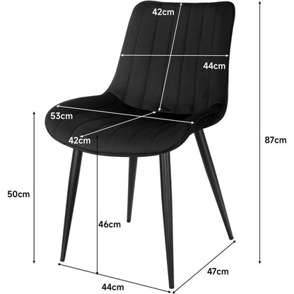 Samt Esszimmerstühle 4er Set mit Metallbeinen Schwarz