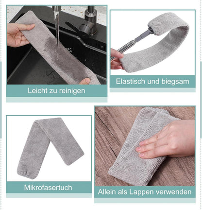 Staubwedel Teleskop Waschbar Flach Biegbare Eckbesen Edelstahl 2m
