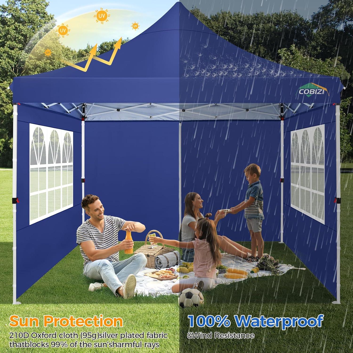 COBIZI Pavillon 3x3 mit Seitenwänden Sandsäcke wasserdicht stabil Blau
