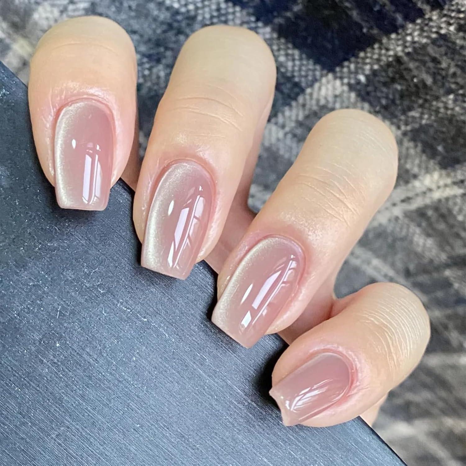 24 Nageltips Set Acrylnägel Press On Nails Katzenaugen-Design