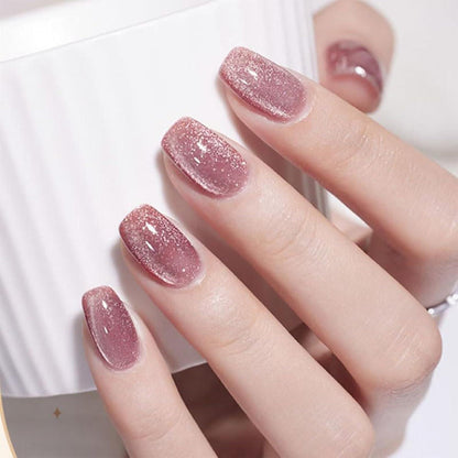 24er Set Press On Nails Acrylnägel Katzenaugen-Design, Almond Gel X