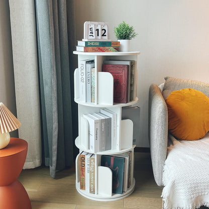 Drehbares Bücherregal Massivholz, 3-stöckig, Weiß