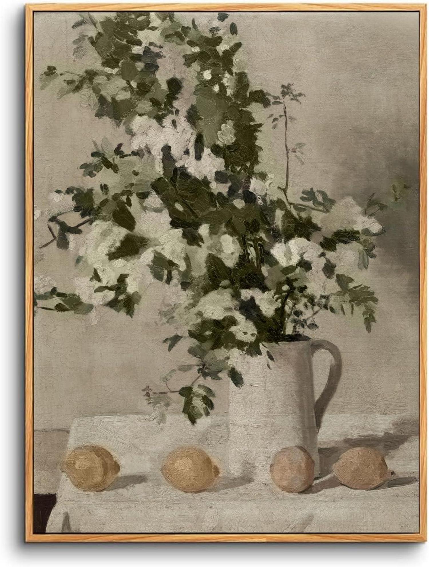 Vintage Leinwandbilder mit Holzrahmen 30x40cm Blumen Zitronen