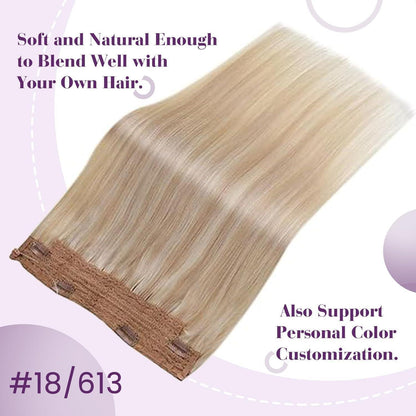 Echthaar Verlängerung Ashblond mit Draht – 45cm, 80g