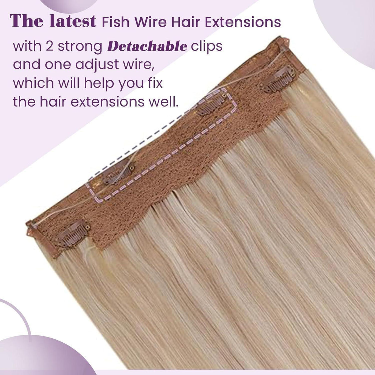 Echthaar Verlängerung Ashblond mit Draht – 45cm, 80g