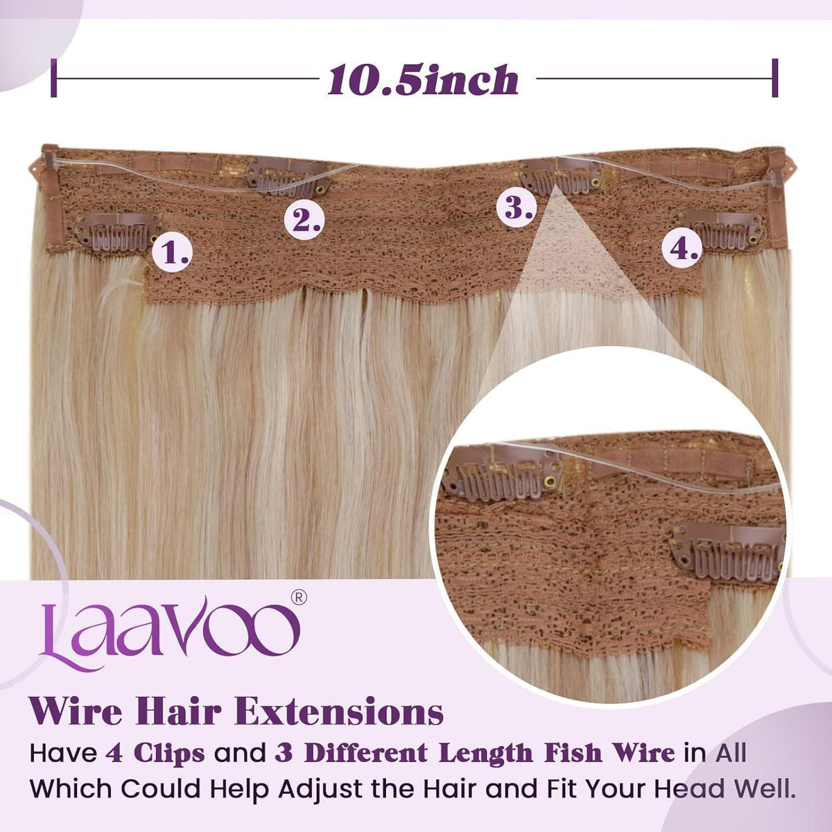 Echthaar Verlängerung Ashblond mit Draht – 45cm, 80g