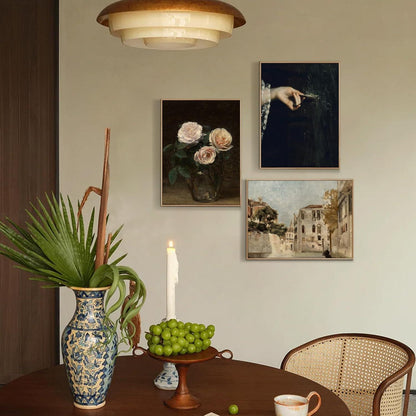 Hyidecorart Vintage Botanisch Leinwandbild 30x40 cm mit Holzrahmen - Wohnzimmer Schlafzimmer Büro Badezimmer Wanddeko