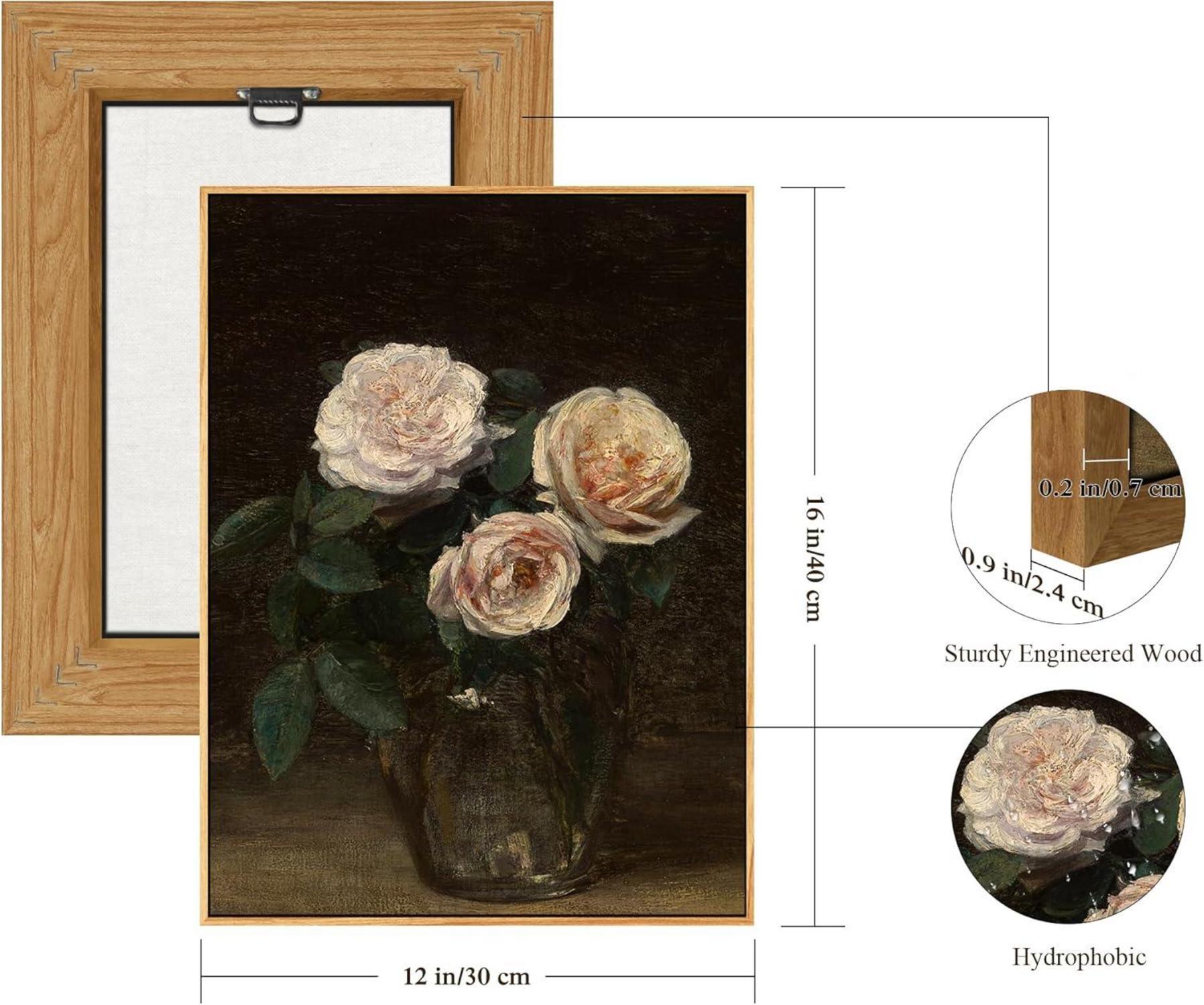 Hyidecorart Vintage Botanisch Leinwandbilder mit Holzrahmen 30x40 cm Wohnzimmer