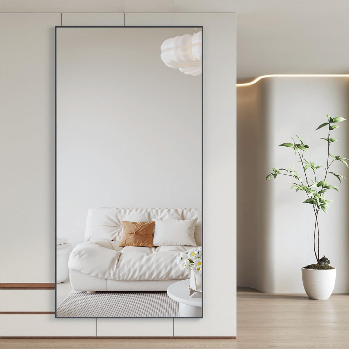 Großer Standspiegel 180x80cm Schwarz – Ganzkörper Spiegel für Schlafzimmer