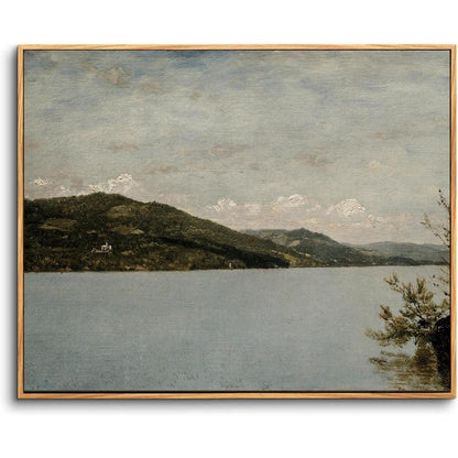 Vintage Leinwandbild Bergsee mit Holzrahmen 60x90 cm