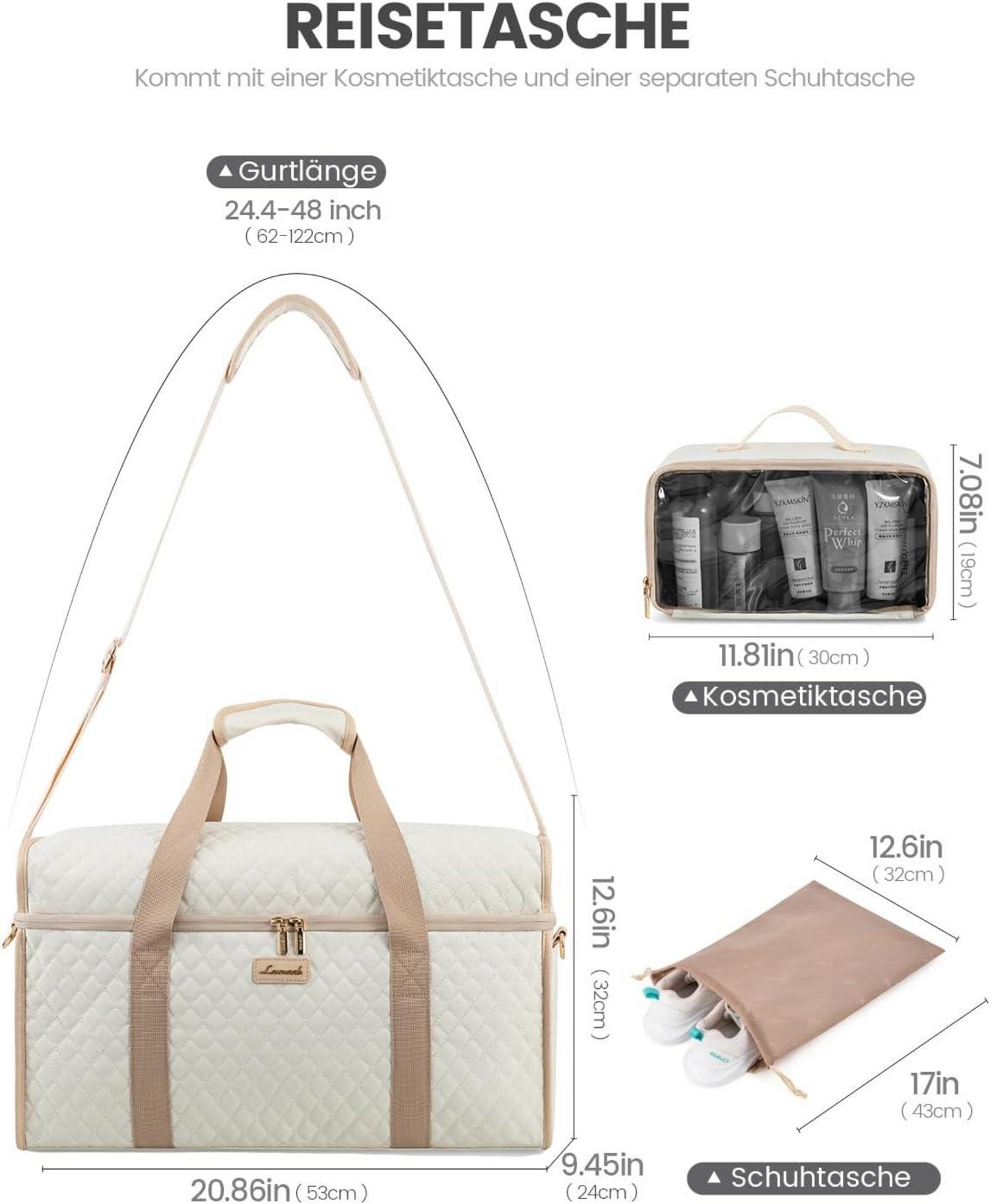 LOVEVOOK Damen Reisetasche Weekender Handgepäck Wasserdicht für Flugzeug Sport