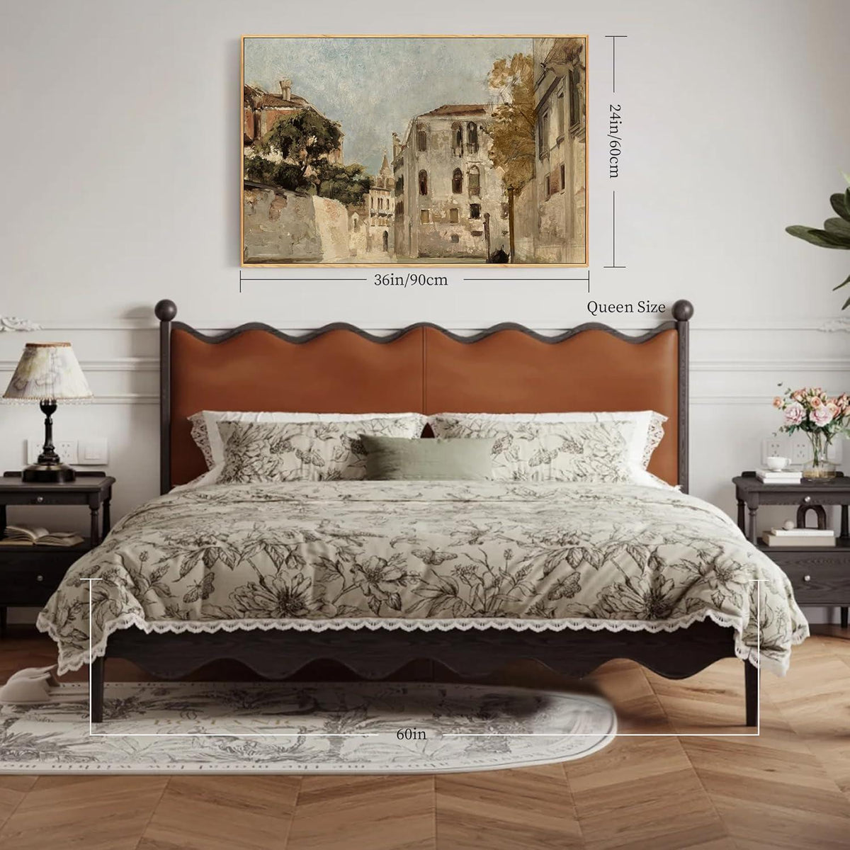 Vintage Venedig Leinwandbild mit Holzrahmen 60x90 cm