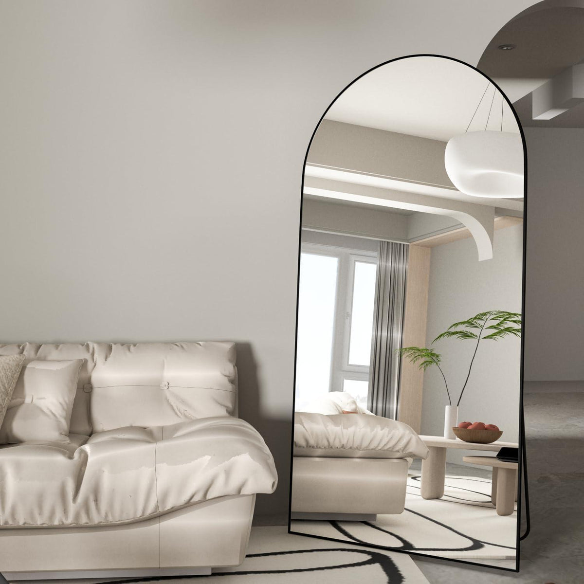 Großer Freistehender Ganzkörperspiegel 180x80cm – Schwarz