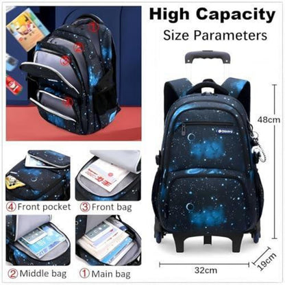 Trolley Schulranzen für Jungen – Abnehmbarer Rucksack Blau Space