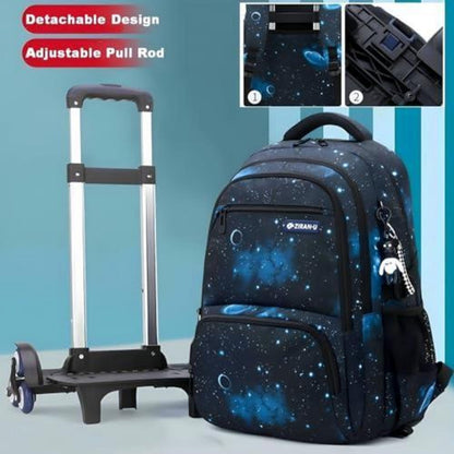 Trolley Schulranzen für Jungen – Abnehmbarer Rucksack Blau Space