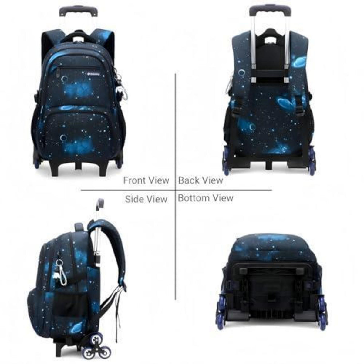 Trolley Schulranzen für Jungen – Abnehmbarer Rucksack Blau Space