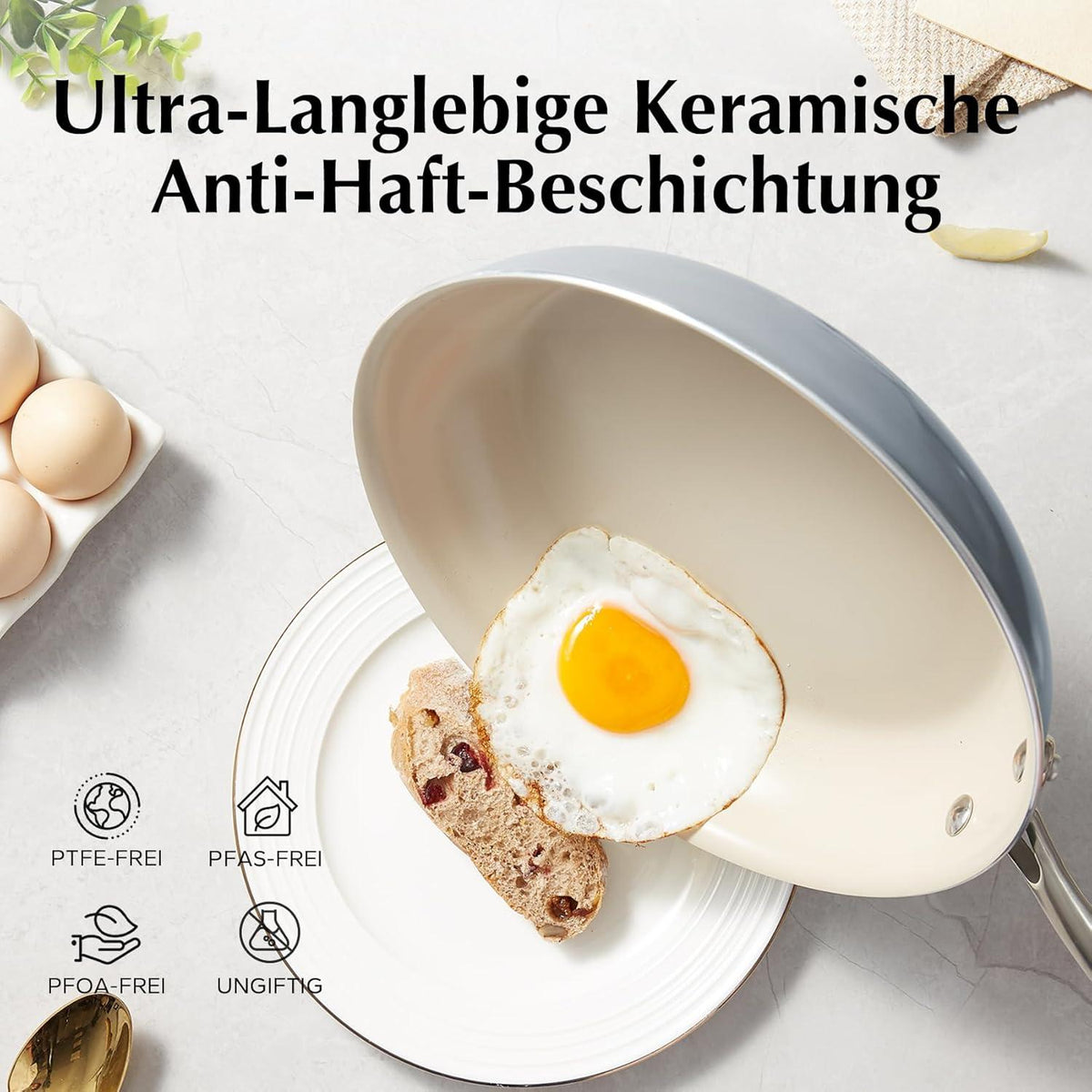 Redchef Pfannenset Keramikbeschichtung 3-teilig Induktion Antihaftpfannen Set 20/24/28 cm Blau