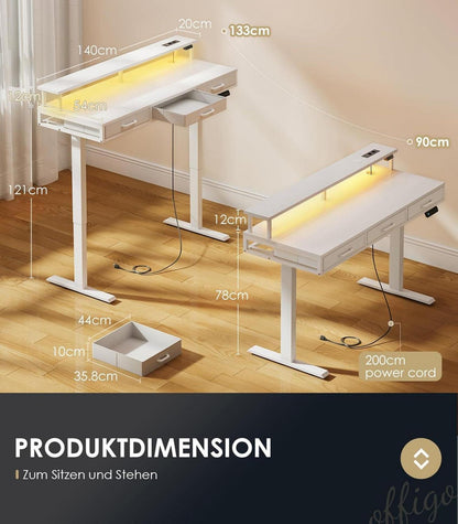 Elektrischer Schreibtisch mit Schubladen und