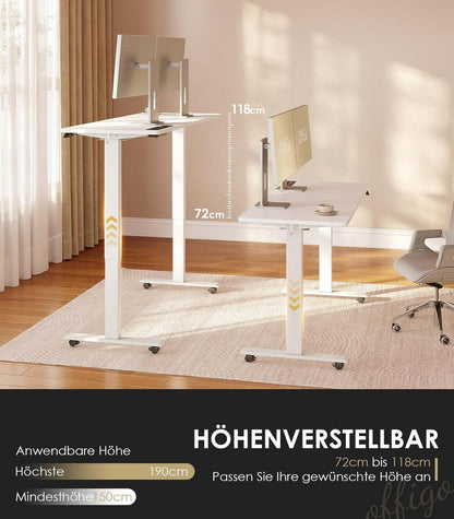 Höhenverstellbarer Schreibtisch OffiGo 140cm Elektrisch USB Memory Blanc