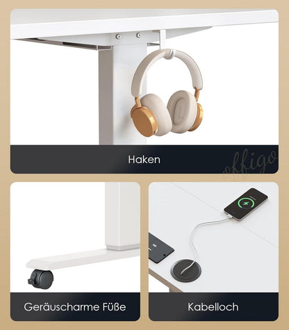 Elektrischer Schreibtisch 140cm USB Memory Funktion Standing Desk