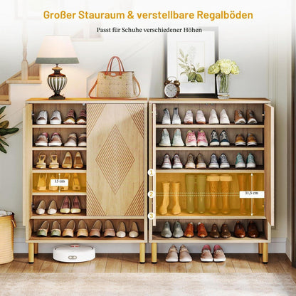 Schuhschrank mit 2 Türen & Goldrahmen – 25 Paar Schuhe