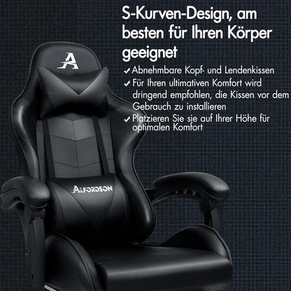 Gaming-Stuhl Bürostuhl Massage-Rennstuhl PU-Leder Schwarz 180kg