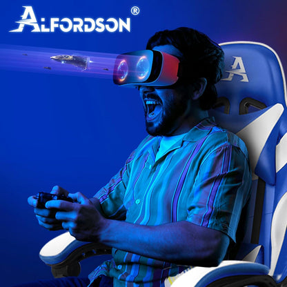 Massage-Gaming-Stuhl ergonomisch höhenverstellbar mit Fußstütze 180 kg