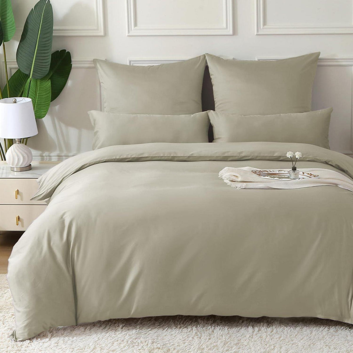 Satin Bettwäsche Set 220x240 Baumwolle, 3-teilig Luxus