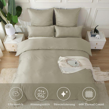 Satin Bettwäsche Set 220x240 Baumwolle, 3-teilig Luxus