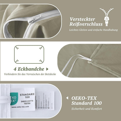 Satin Bettwäsche Set 220x240 Baumwolle, 3-teilig Luxus