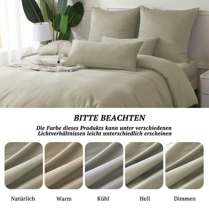 Satin Bettwäsche Set 220x240 Baumwolle, 3-teilig Luxus