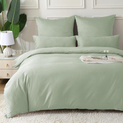 Satin Bettwäsche Set 220x240 - Salbeigrün, 3-teilig