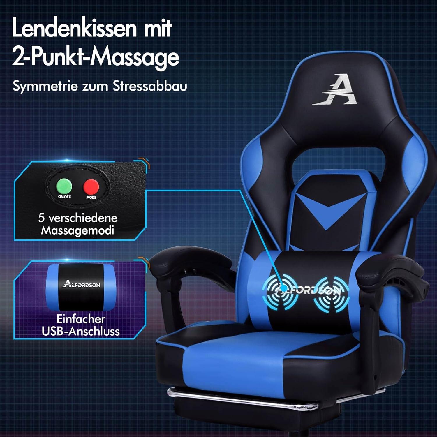 Ergonomischer Gaming-Bürostuhl mit Fußstütze und Luxuskomfort