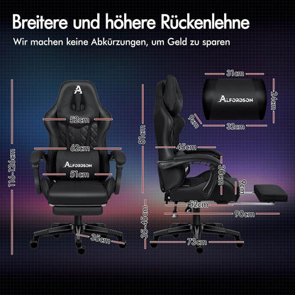 Premium Gaming-Stuhl mit Fußstütze und