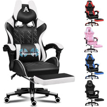 Bequemer Gaming-Bürostuhl mit Fußstütze, Lendenkissen, hoher