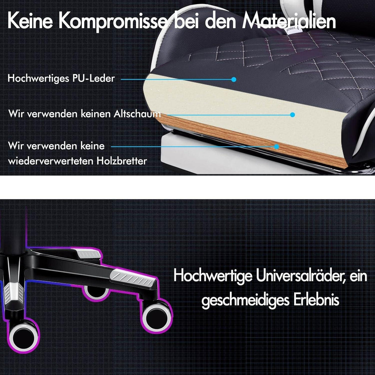 Bequemer Gaming-Bürostuhl mit Fußstütze und