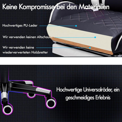 Bequemer Gaming-Bürostuhl mit Fußstütze und