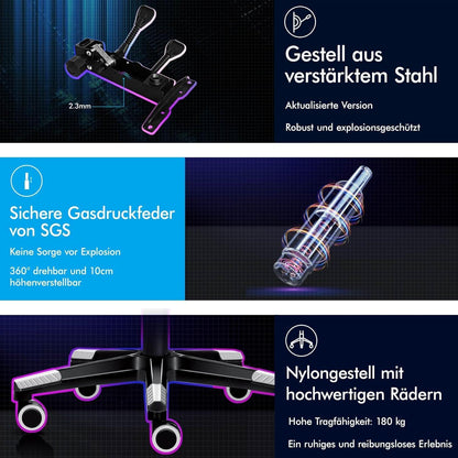 ALFORDSON Gaming-Bürostuhl mit Fußstütze und Lendenkissen