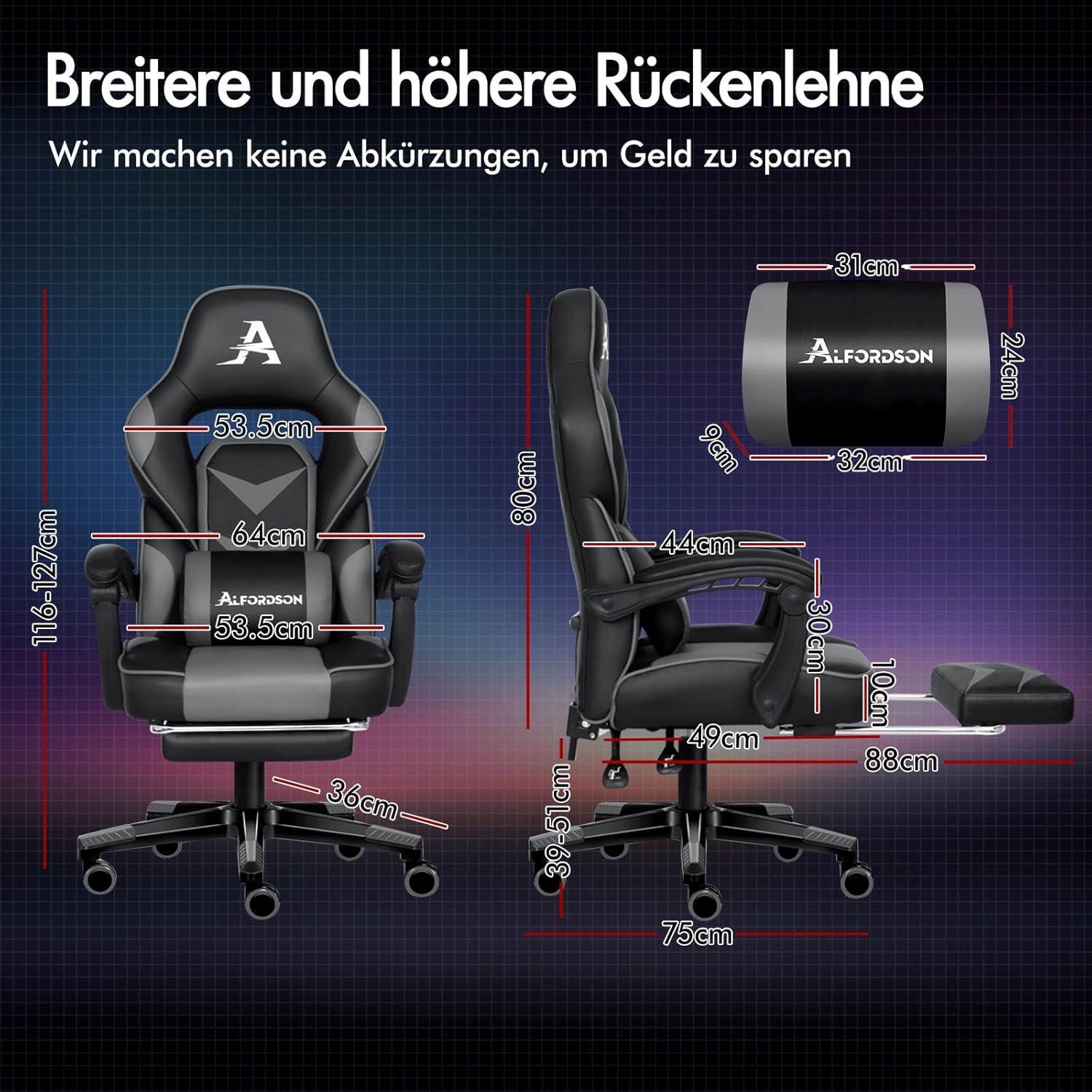Gaming-Bürostuhl mit ergonomischer Unterstützung und