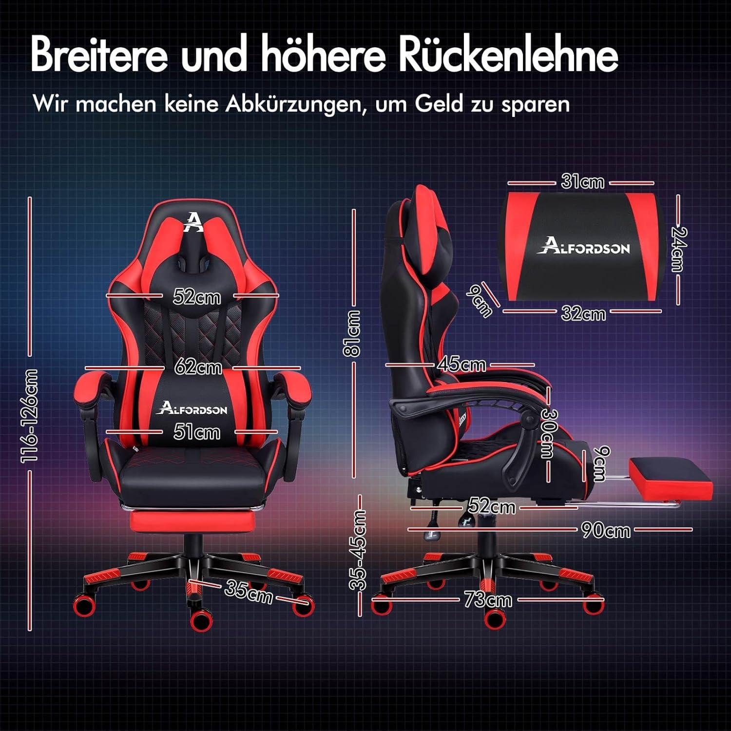 Premium Gaming-Stuhl mit Fußstütze und