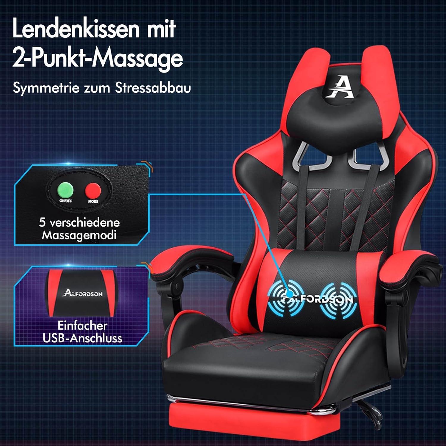 Ergonomischer Rennsport-Gaming-Stuhl mit Fußstütze und
