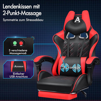 Ergonomischer Rennsport-Gaming-Stuhl mit Fußstütze und