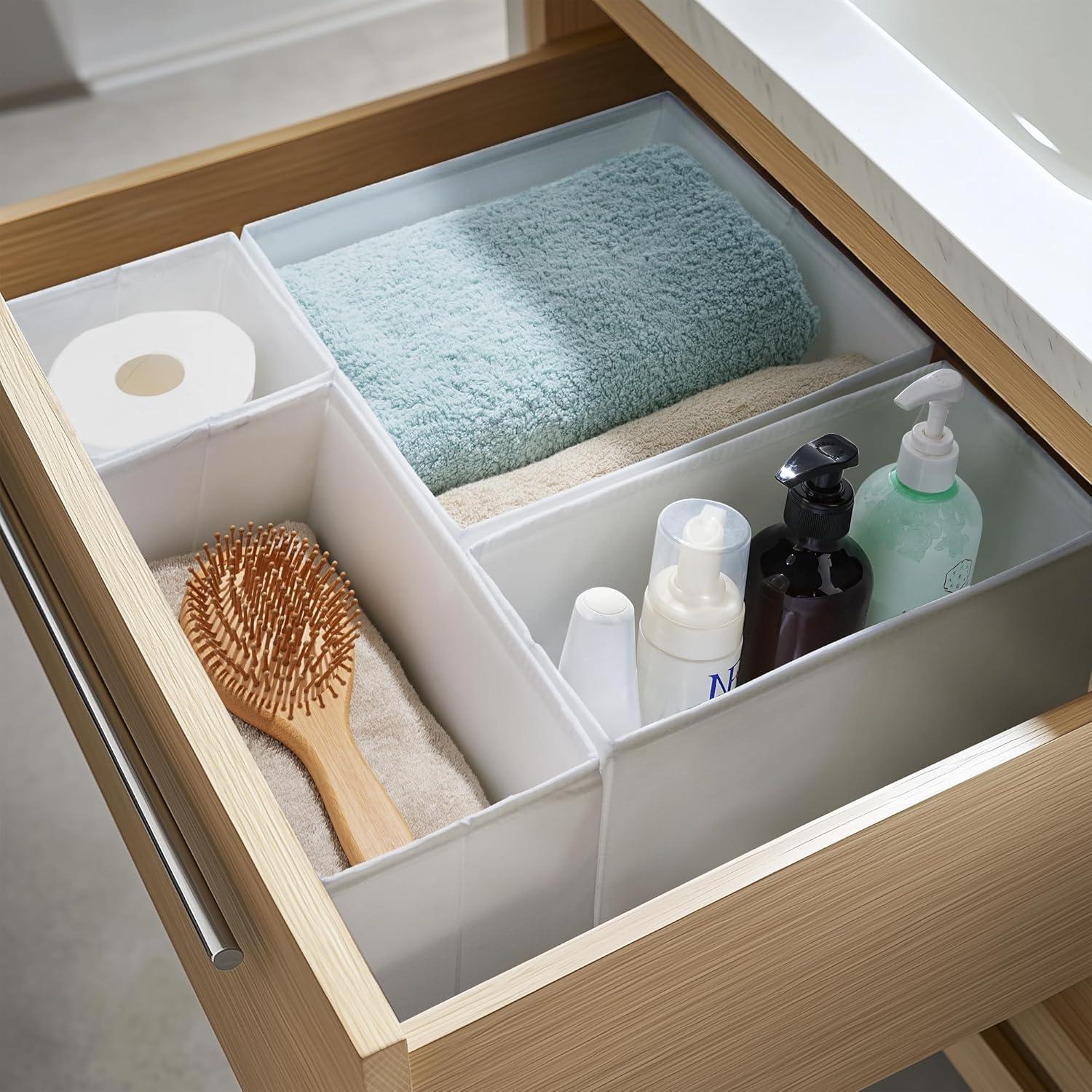 TYEERS Schubladen Organizer 6er-Set Weiß mit Bodenstützplatten