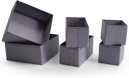 Schubladen Organizer 12er-Set Dunkelgrau Stoff Aufbewahrungsboxen