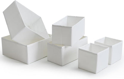 Schubladen Organizer 12er-Set Weiß, Strapazierfähiges Stoff, Waschbar
