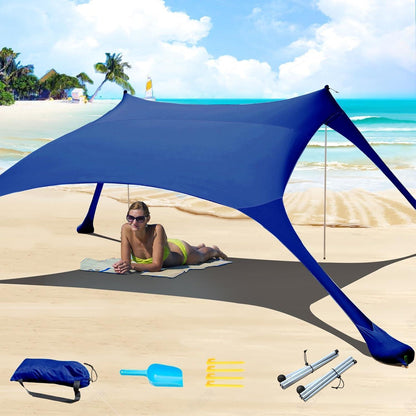 Cuupo Strandzelt Pop-Up LSF 50 2x2.1m Lycra Marineblau