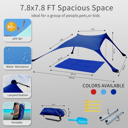 Cuupo Strandzelt Pop-Up LSF 50 2x2.1m Lycra Marineblau