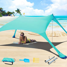 Strandzelt Pop-Up Sonnenschutz LSF 50 2x2.1m Anti-Wind Türkis