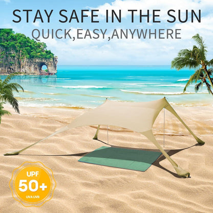 Cuupo Pop-Up Strandzelt 2x2.1m LSF 50 Lycra Sonnenschutz